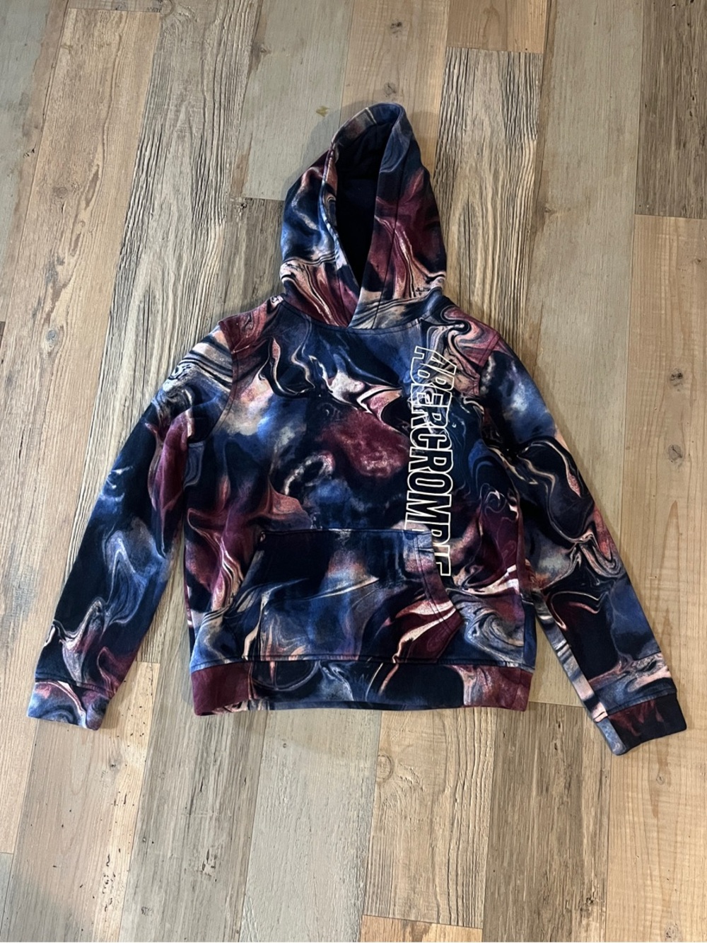 abercrombie kids navy and burgundy marble hoodie